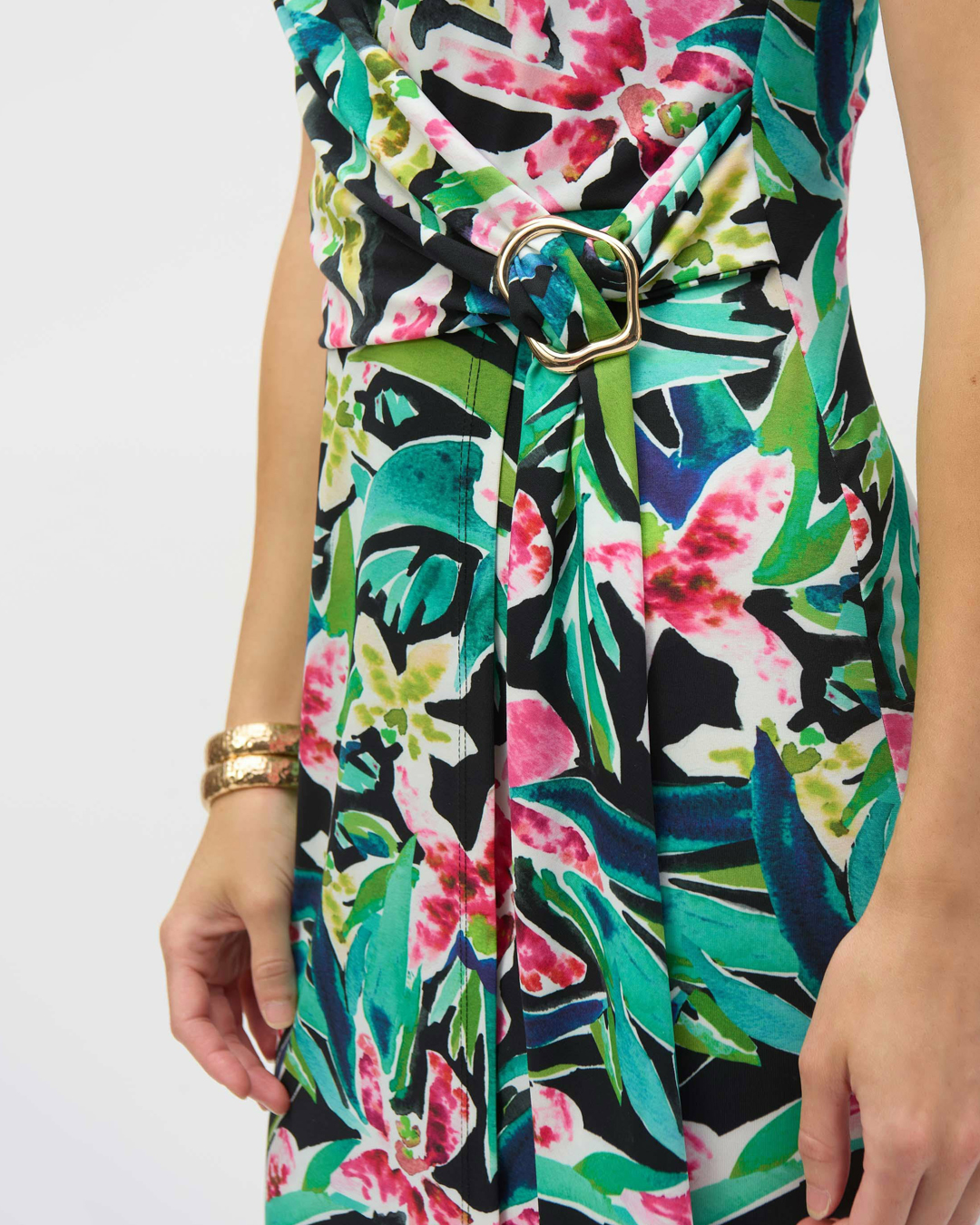 Klänning med metallspänne ärmlös tropical - 3