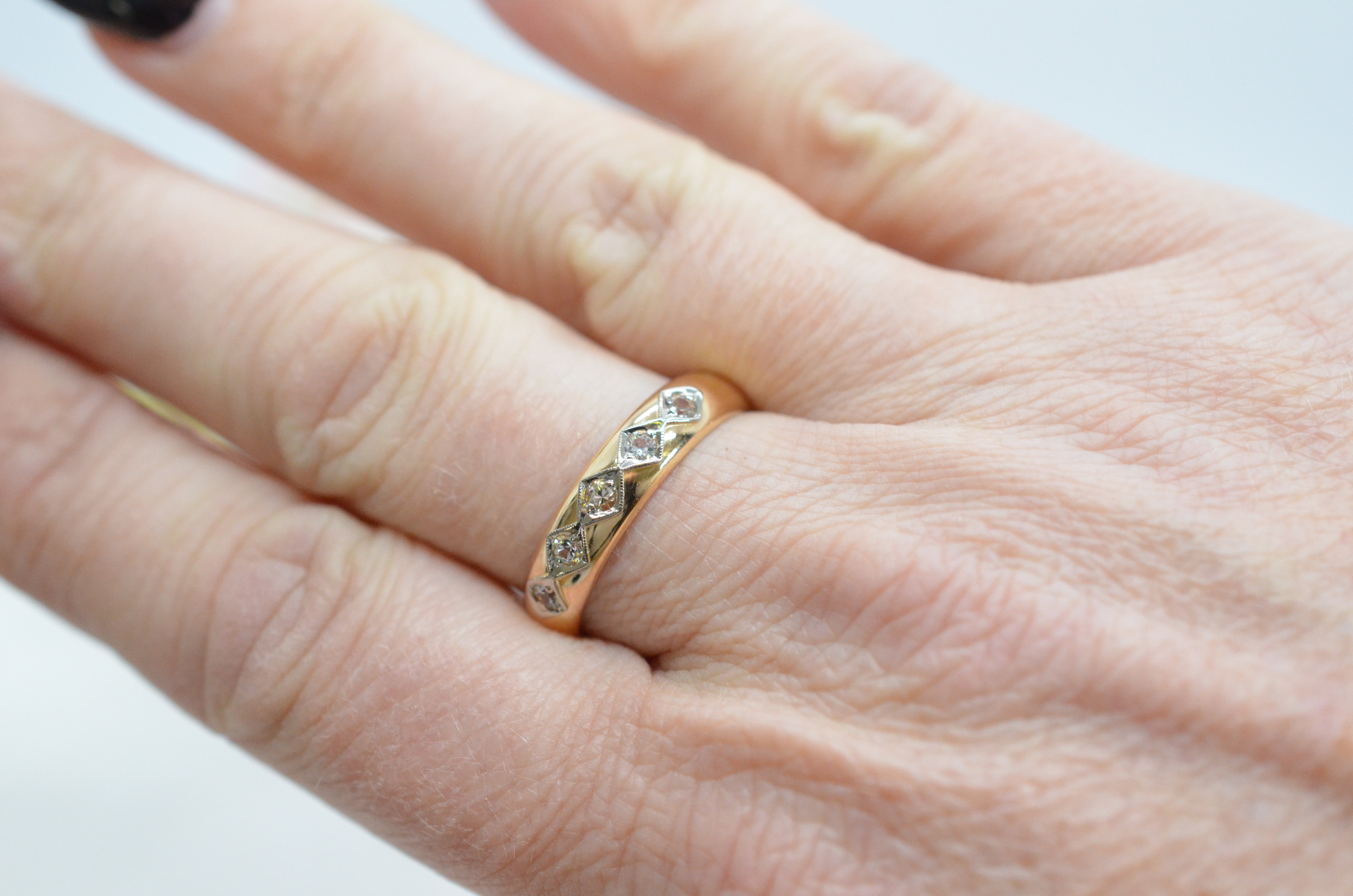 Vintage 18k ring with cz, 1970 - 3