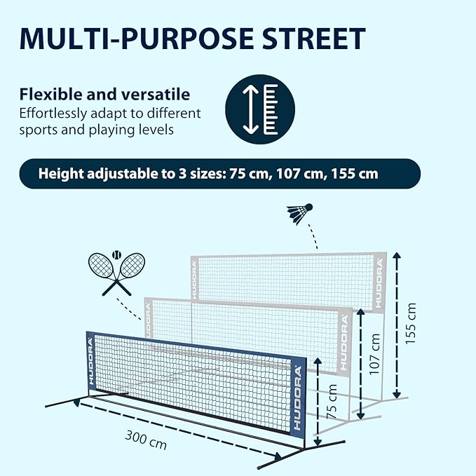 Hudora Multinät med tvådelad fot (Höjd 155/107/75cm) - 3