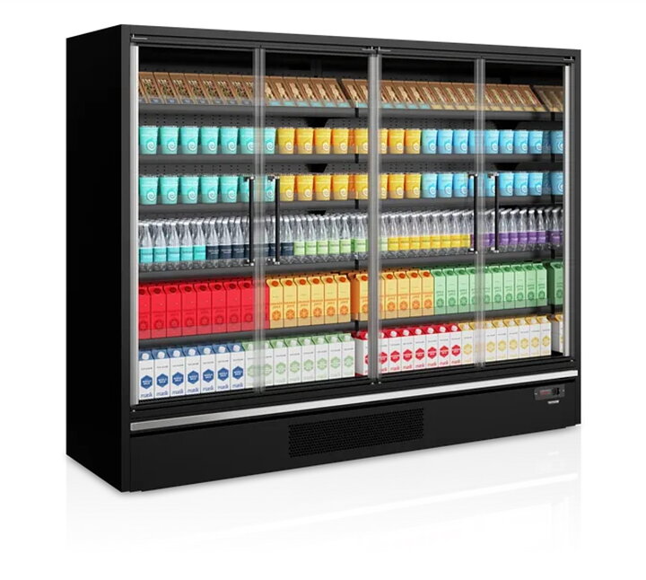 Väggkyl  / Multideck Galaxy+ GP26FGD Black, 4 dörrar