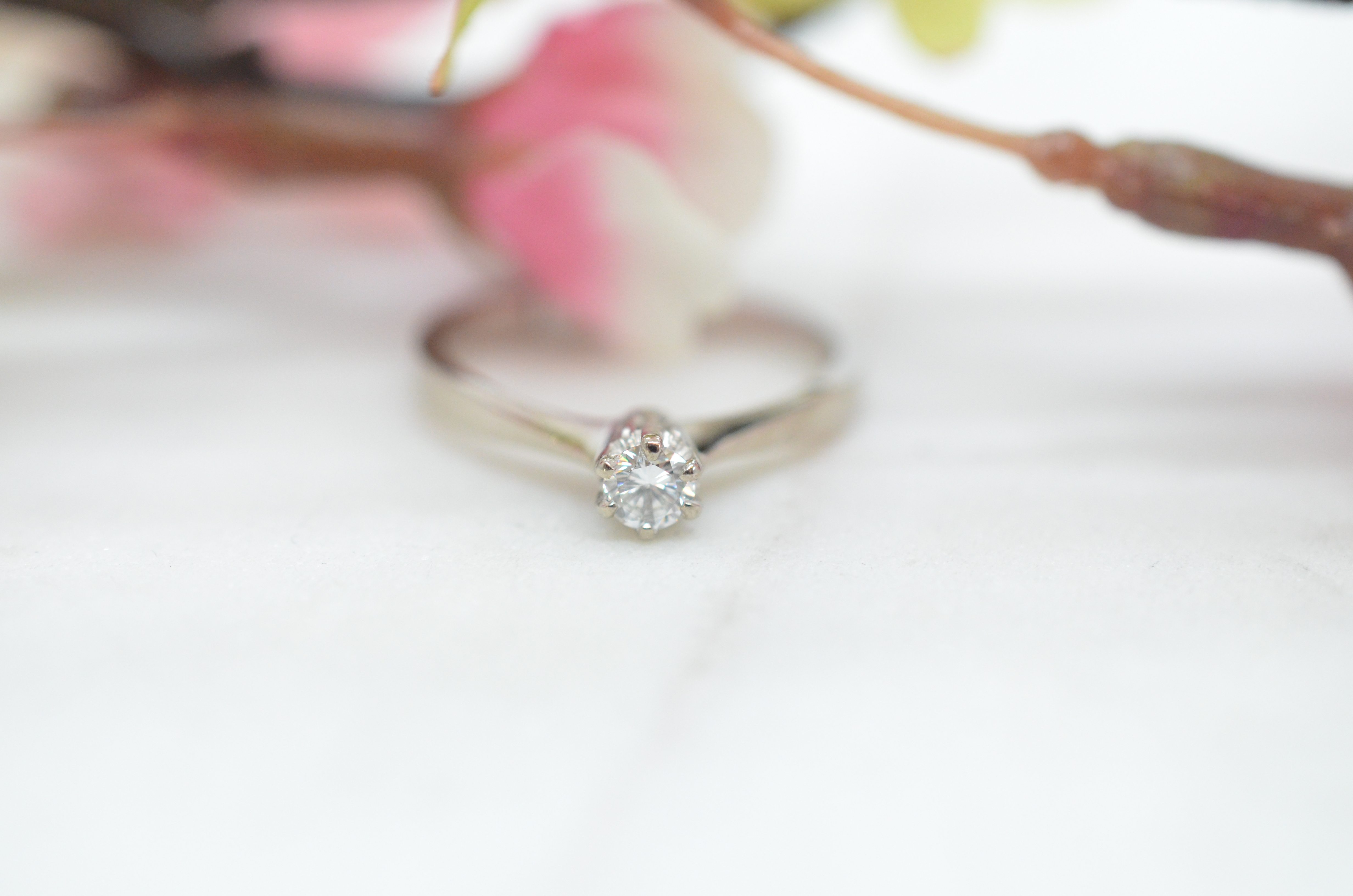 Vintage 18k solitaire diamond ring, 0,16 ct