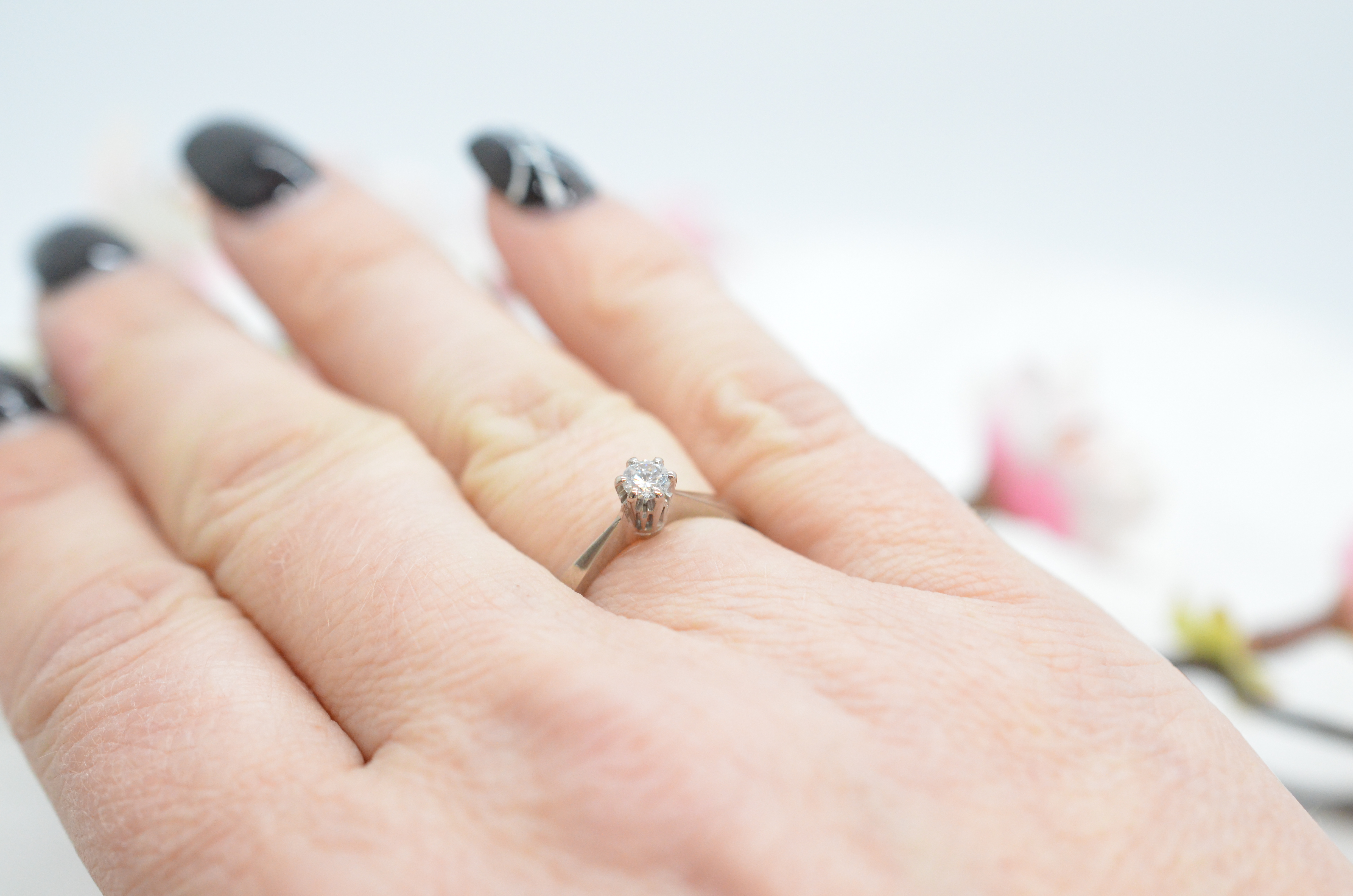 Vintage 18k solitaire diamond ring, 0,16 ct - 4