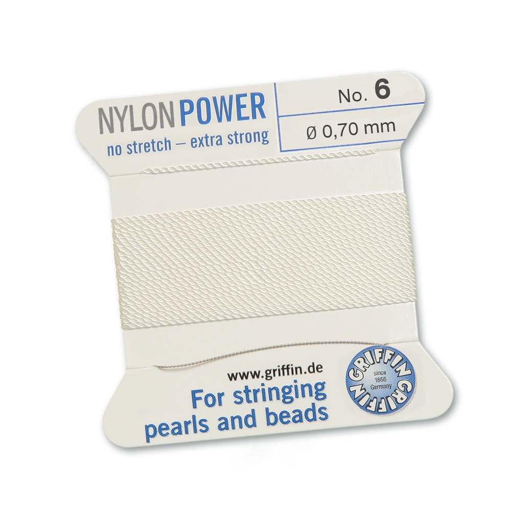 Griffin Nylon Power vit pärltråd – välj storlek 6 eller 7 - 2