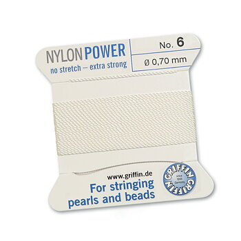 Griffin Nylon Power vit pärltråd – välj storlek 6 eller 7