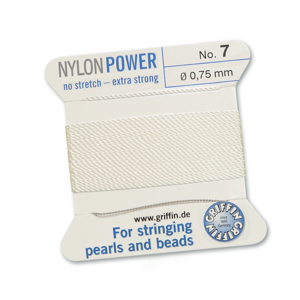 Griffin Nylon Power vit pärltråd – välj storlek 6 eller 7 - 3