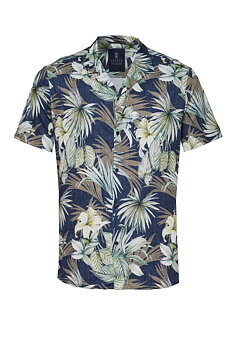 Skjorta kortärm. grön hawaiisk blomma. Märke  DESOTO, 
