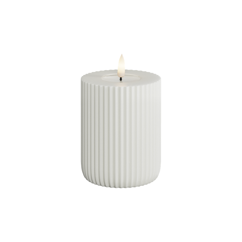 Deluxe Homeart - Blockljus Solid Stripe - Vit - 8x10 cm - 2