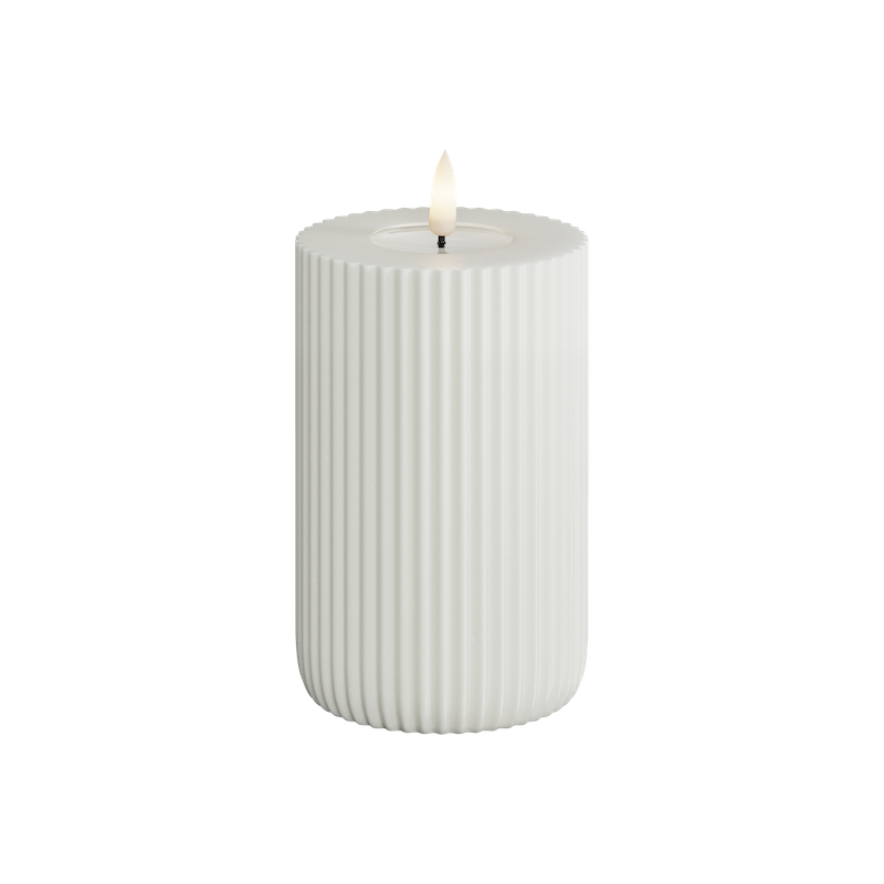 Deluxe Homeart - Blockljus Solid Stripe - Vit - 8x12,5 cm - 2