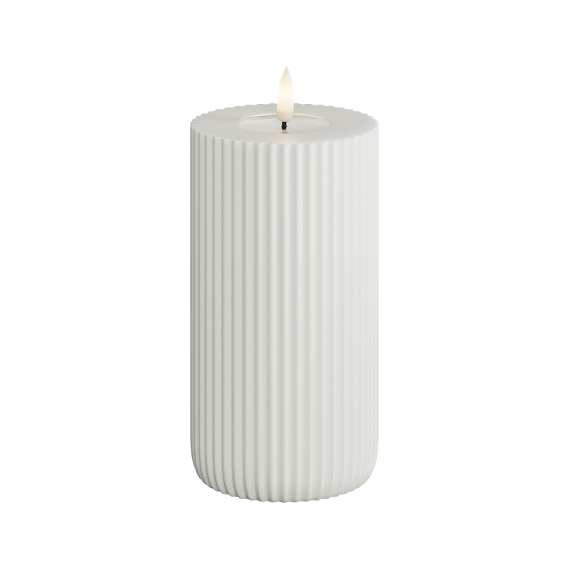 Deluxe Homeart - Block Candle Solid Stripe - White - 8x15 cm - 2