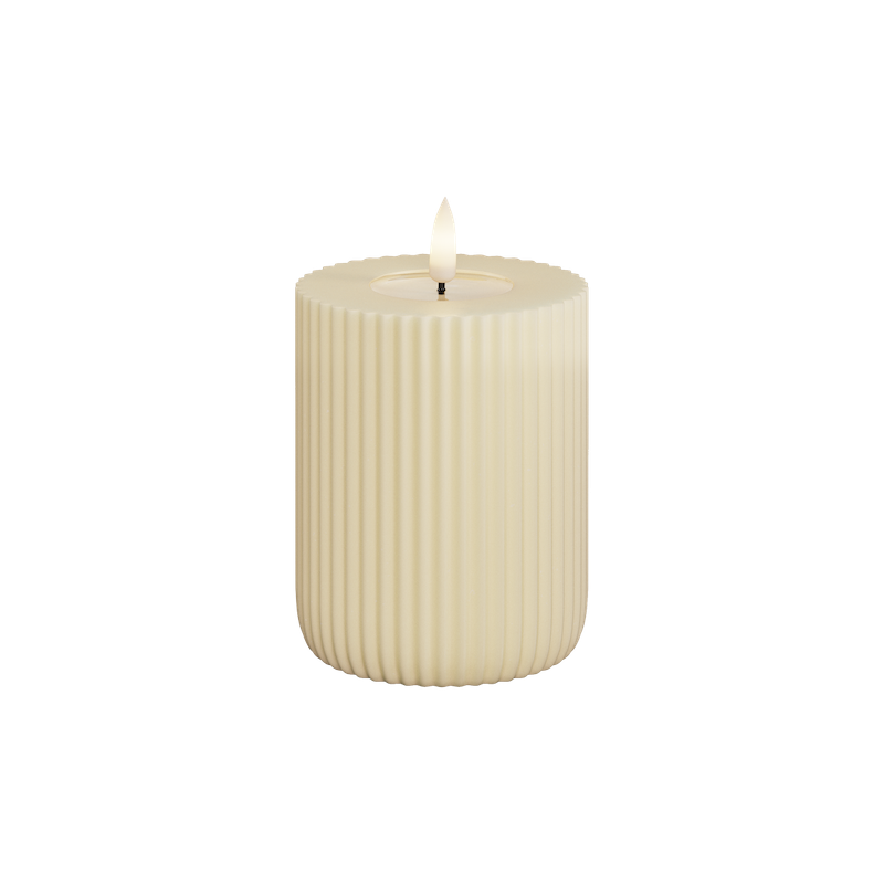 Deluxe Homeart - Blockljus Solid Stripe - Creme - 8x10 cm - 2