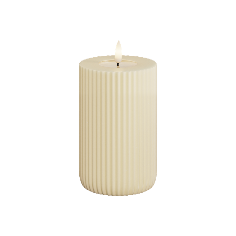 Deluxe Homeart - Block Candle Solid Stripe - Cream - 8x12.5 cm - 2
