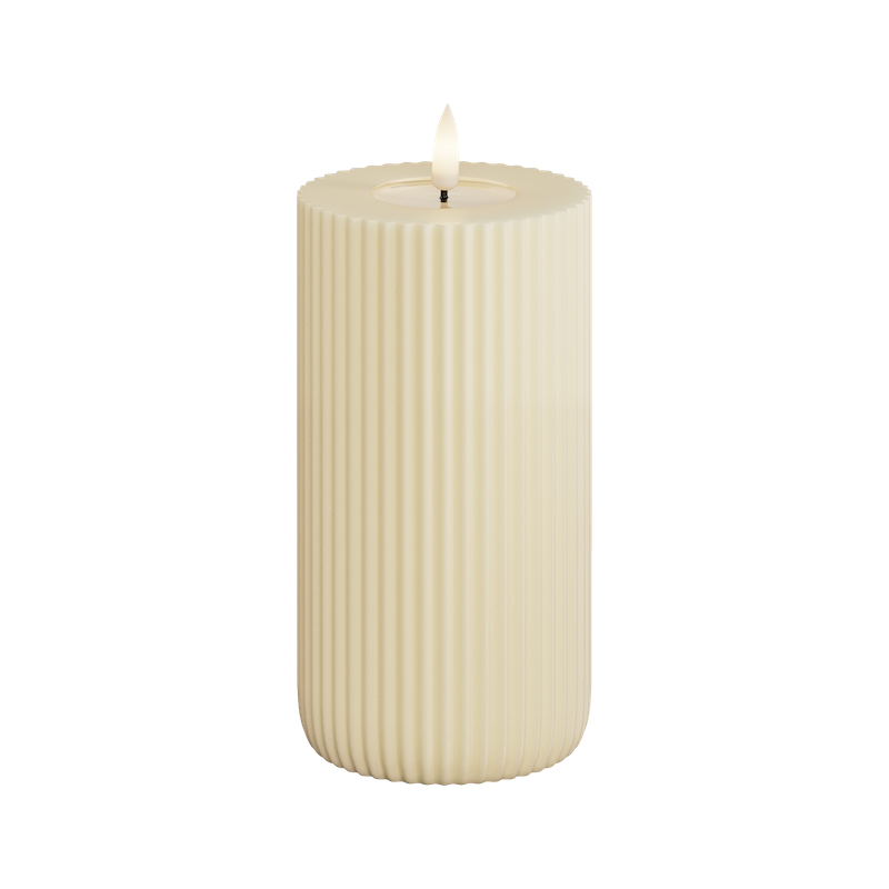 Deluxe Homeart - Blockljus Solid Stripe - Creme - 8x15 cm - 2