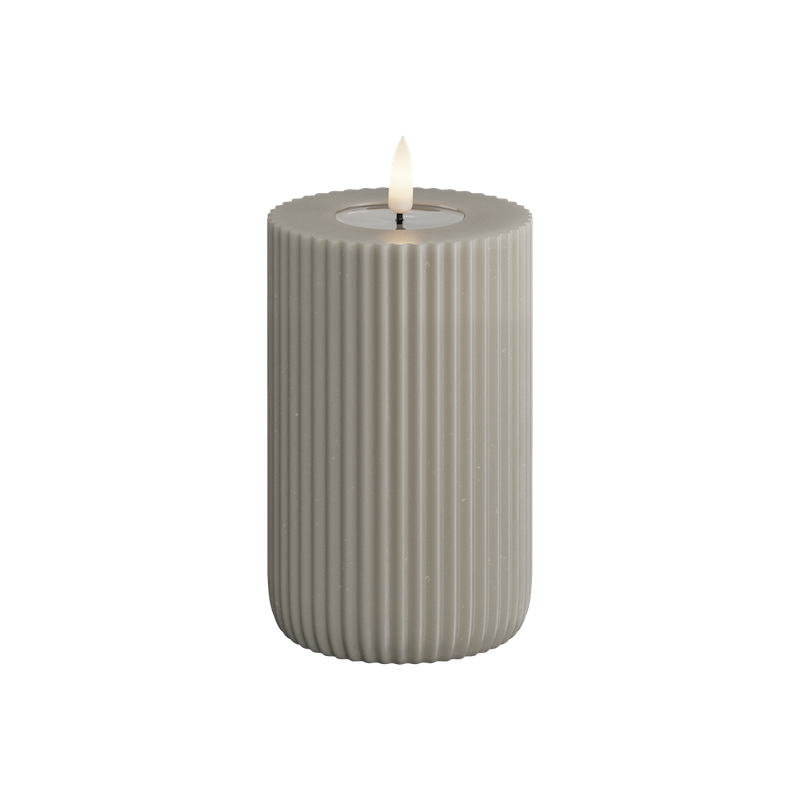 Deluxe Homeart - Blockljus Solid Stripe - Sand - 8x12,5 cm - 4