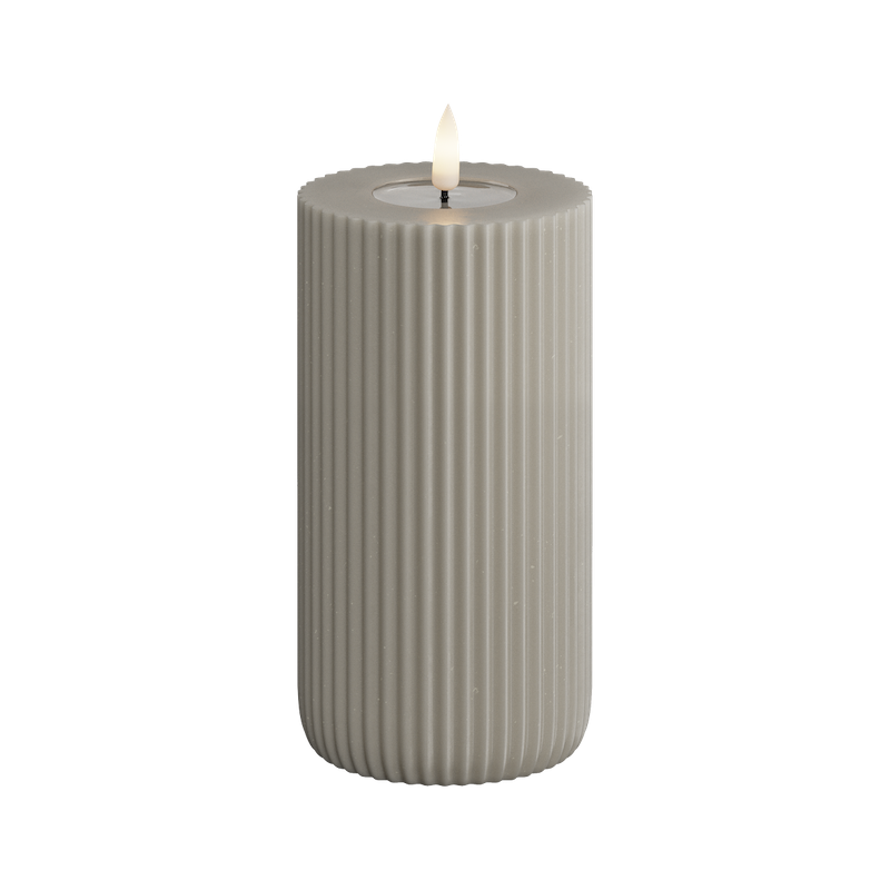 Deluxe Homeart - Blockljus Solid Stripe - Sand - 8x15 cm - 3