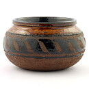 インガー・パーソン  茶色のボウル 青色の装飾  手描きの装飾  17cm  1960年代