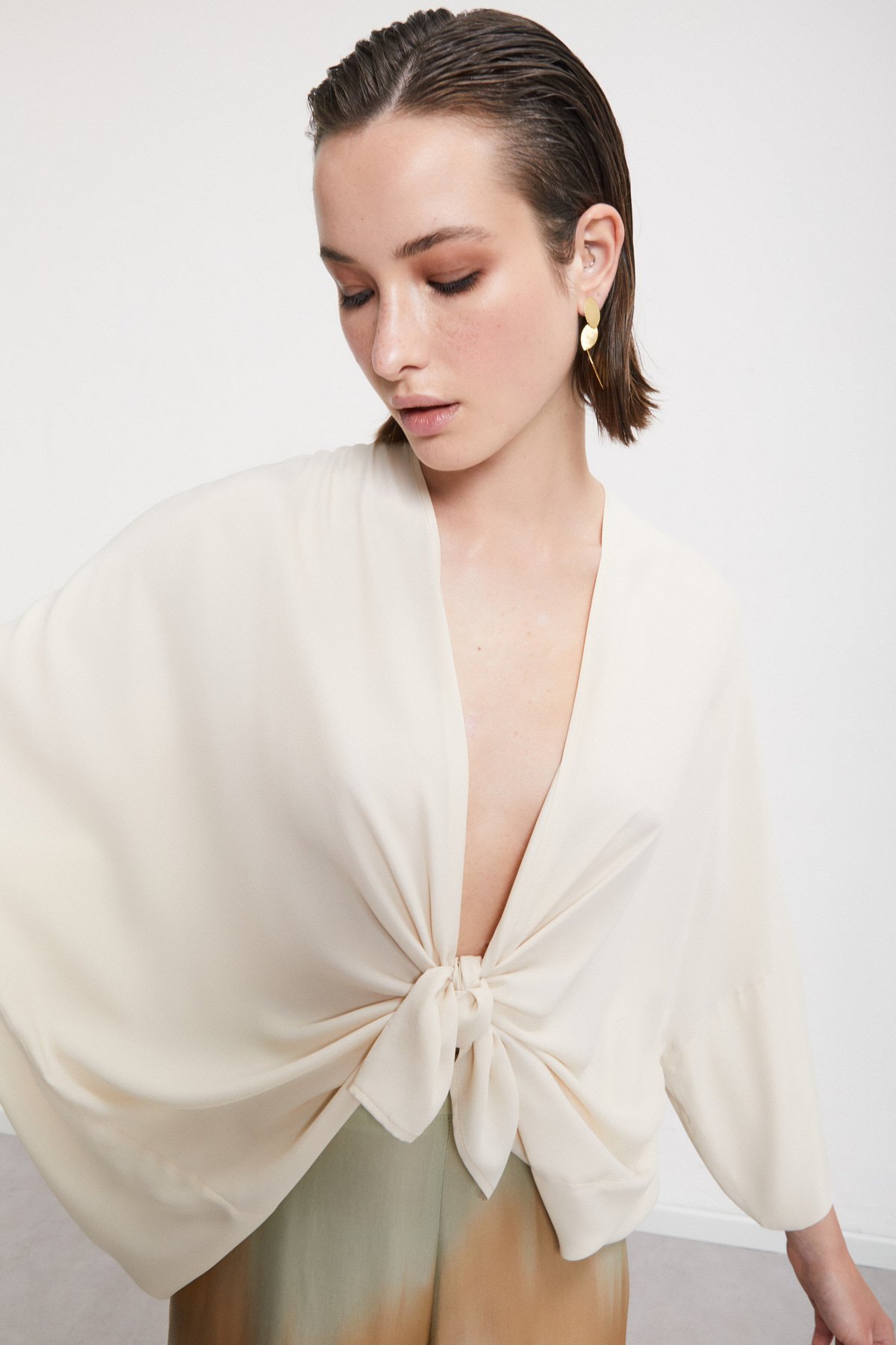 OttodÁme - Silk Blend Kimono Jacket Latte - 5