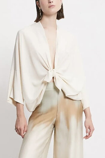 OttodÁme - Silk Blend Kimono Jacket Latte
