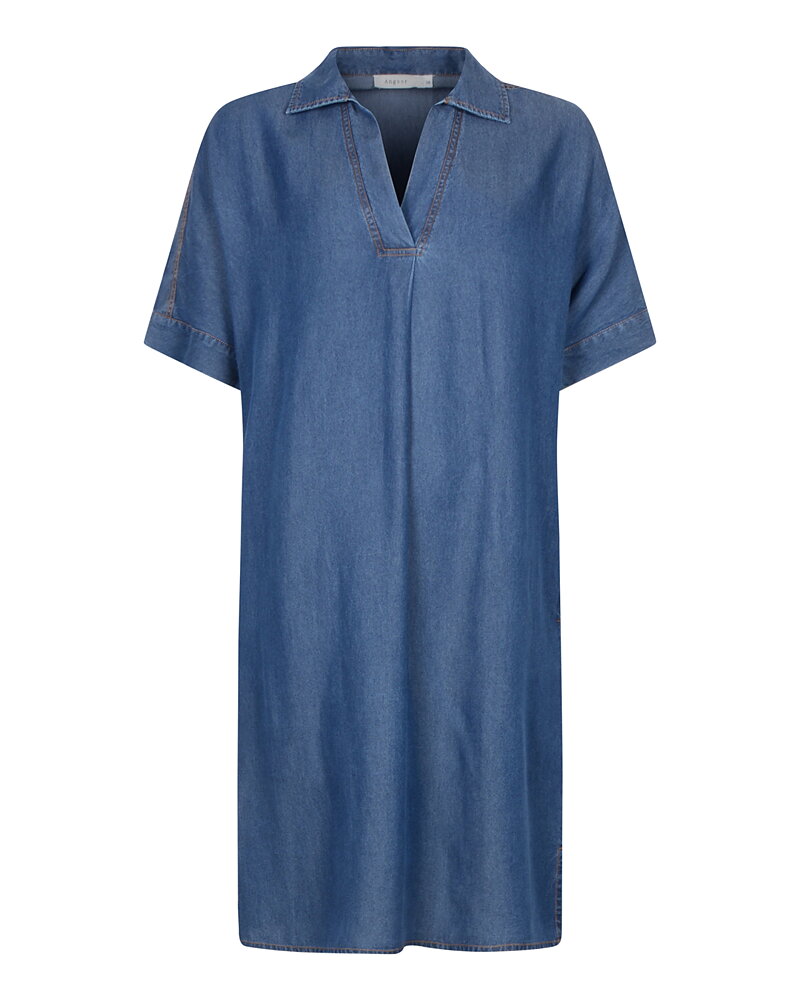 Jeansklänning Benita v-ringad denimblå