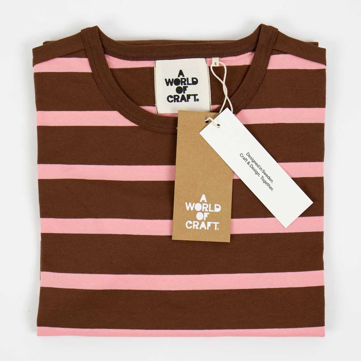 T-shirt med kort ärm herr brun/rosa, A World of Craft