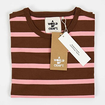 T-shirt med kort ärm herr brun/rosa, A World of Craft