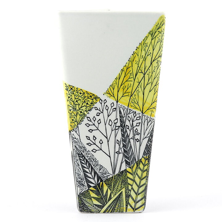 Lars Thorén (Triangla 1954) Geometric Vase with Stylistic Plant Decor 20 cm (2)