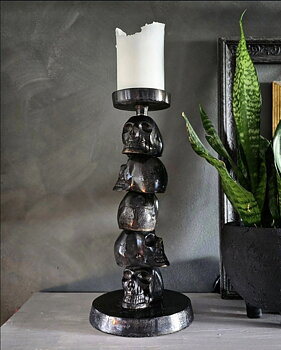 Blockljusstake Metall - Skull 37 cm