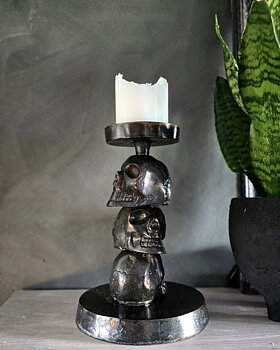 Blockljusstake Metall - Skull 25 cm