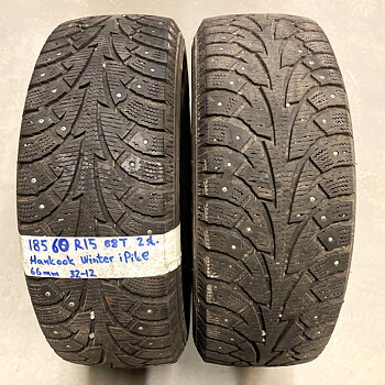 15" BEGAGNADE VINTERDÄCK DUBB | 2 st 185/60 R15 88T Hankook Winter iPike | V32-12 | 6|6 mm | E-3