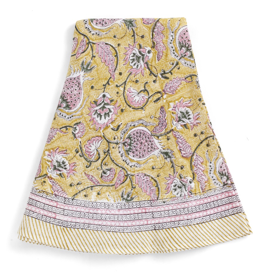 Chamois Rund Linneduk Pomegranate Yellow/Rose - 220cm