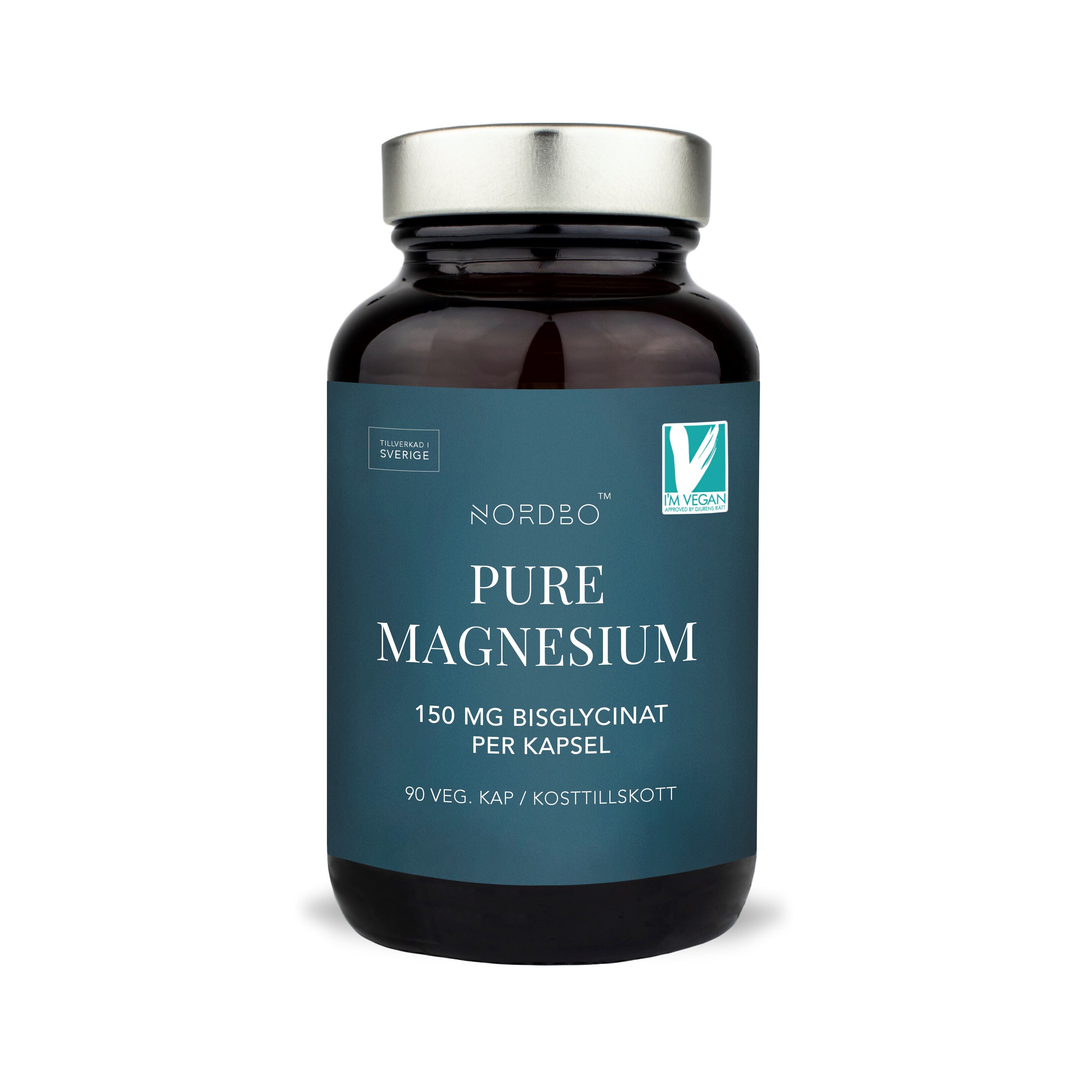 Pure Magnesium 100% Bisglycinat 90 kapslar Nordbo