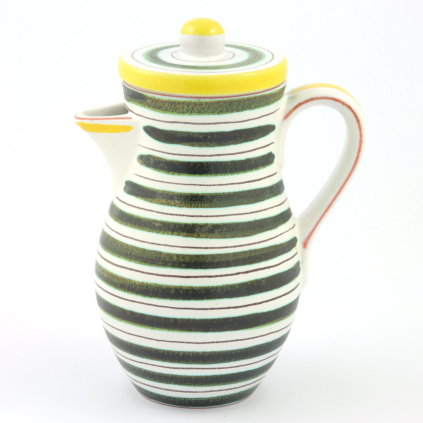 Stig Lindberg (1950s) Faience Pitcher with Green/Yellow Decor #98