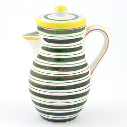 Stig Lindberg (1950s) Faience Pitcher with Green/Yellow Decor #98 18 cm