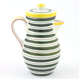 Stig Lindberg (1950s) Faience Pitcher with Green/Yellow Decor #98 18 cm