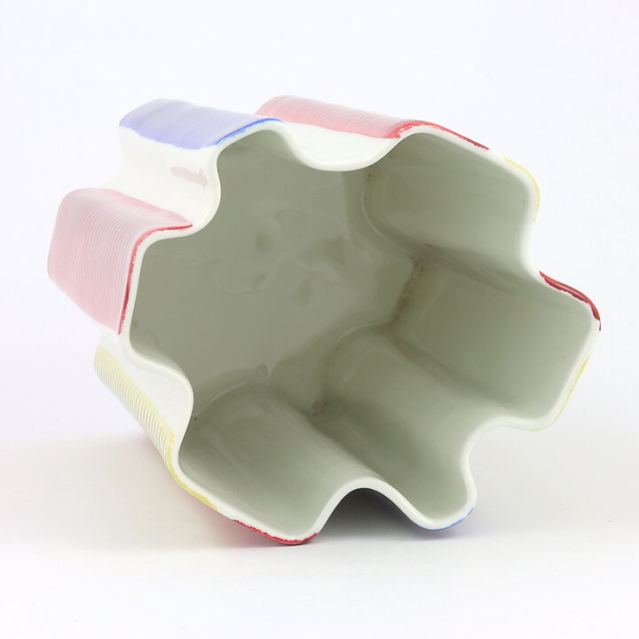 Carl-Harry Stålhane (Kaskad 1950s) Modern Vase with Colorful Decor 19 cm (2)