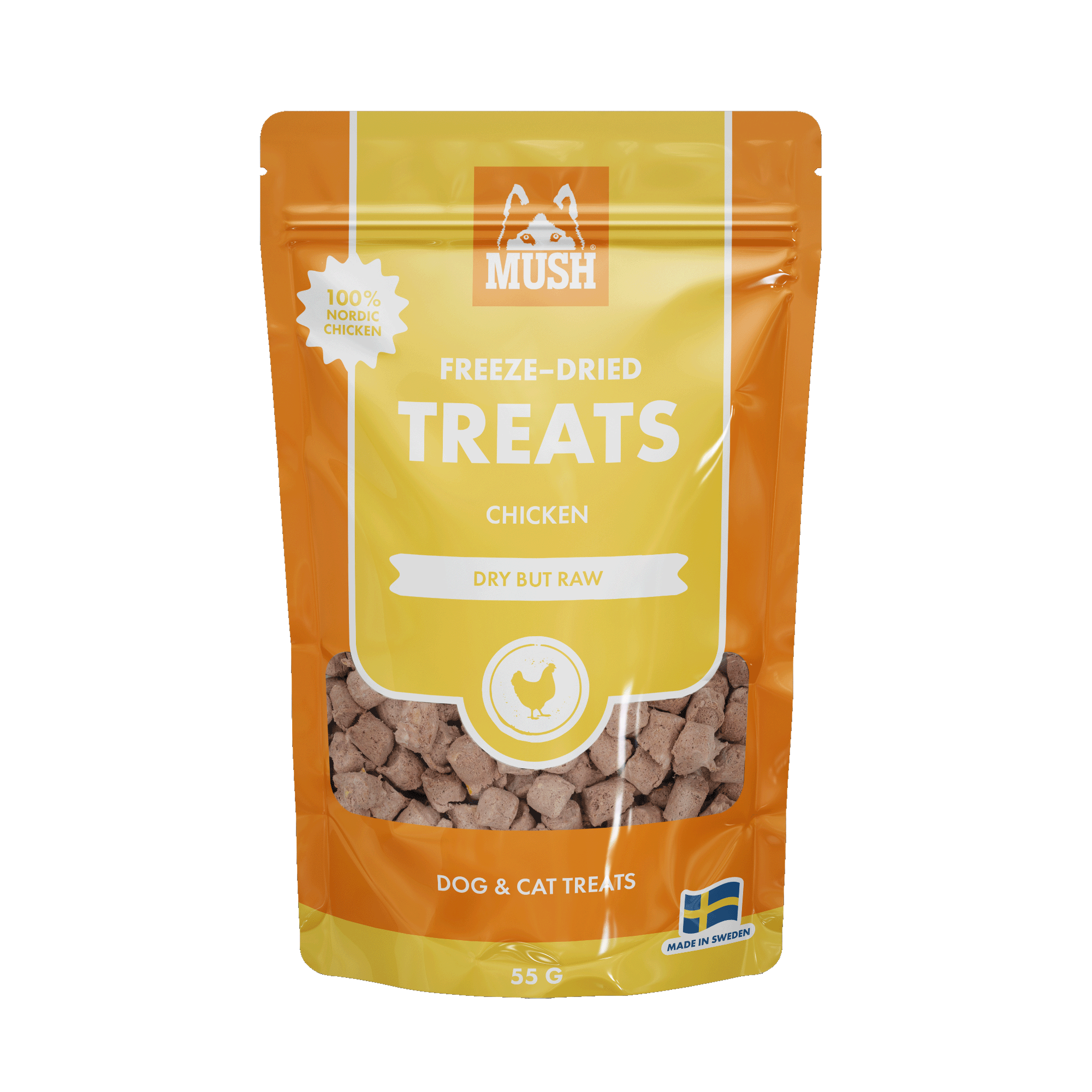 MUSH Treats Frystorkad Kyckling Hund- och Kattgodis - 55 g