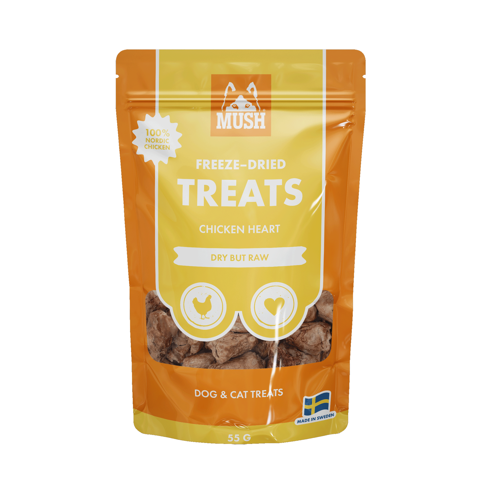 MUSH Treats Frystorkat Kycklinghjärta Hund- och Kattgodis - 50g