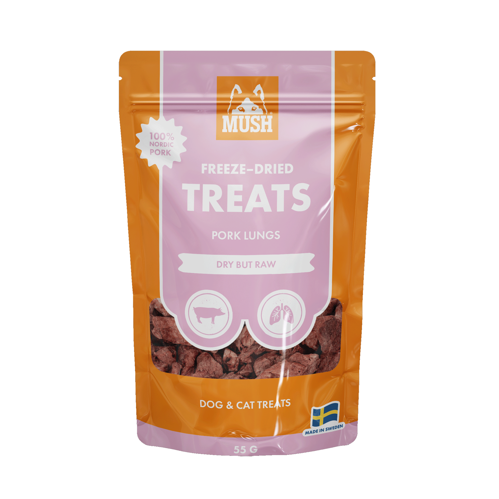 MUSH Treats Frystorkad Grislunga Hund- och Kattgodis - 45 g