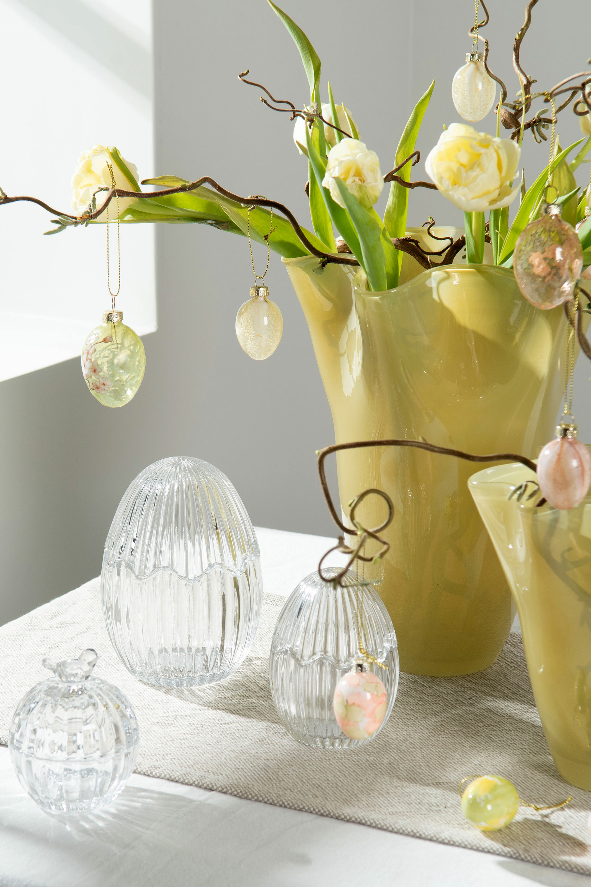 Påskägg - Ägg - Glas - Pastell - Målade - 9-pack - 3,5x5 cm - 3