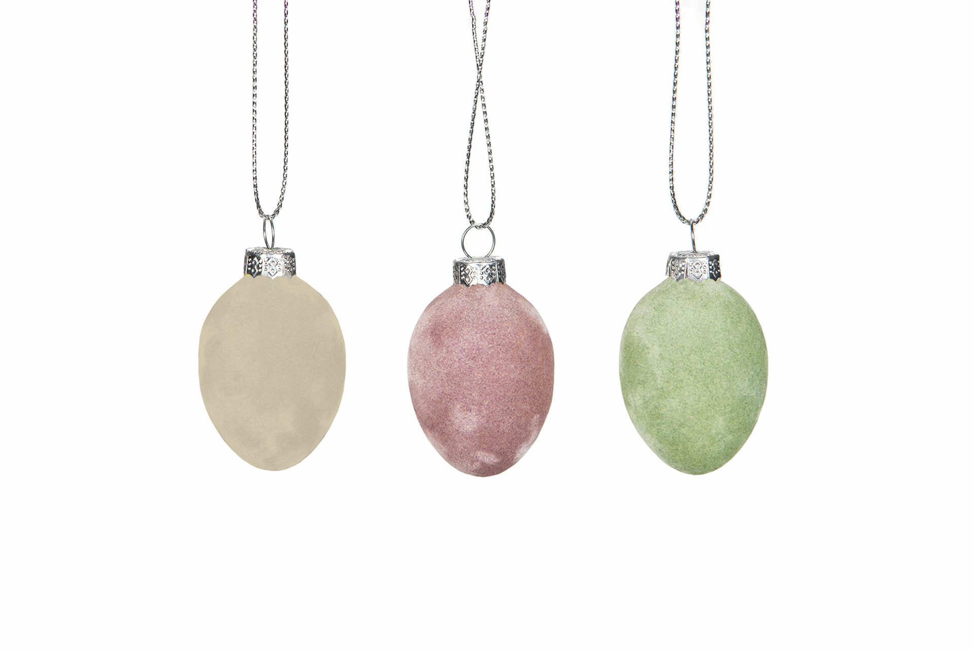 Glass eggs with hangers - Velvet - Natural/Pastel - 9-pack - 4