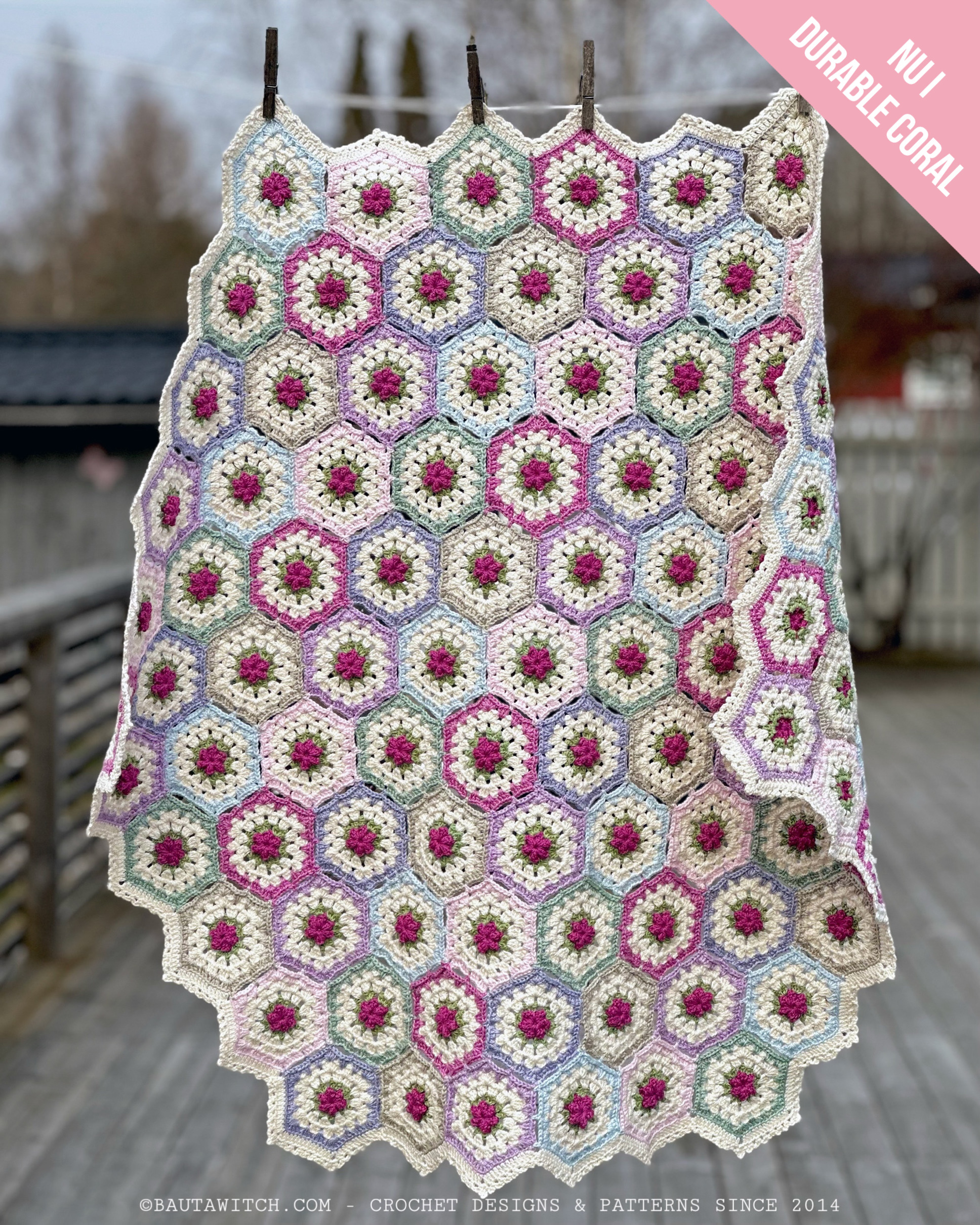 Hexagonpläden Vårsippor, 140 cm (36 nystan)