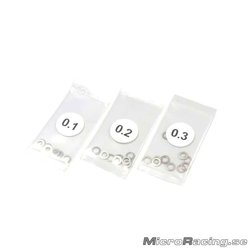 KYOSHO - 3.175mm, 0.1/0.2/0.3mm Shims, 10st av varje till 540 Motor & Kingpin