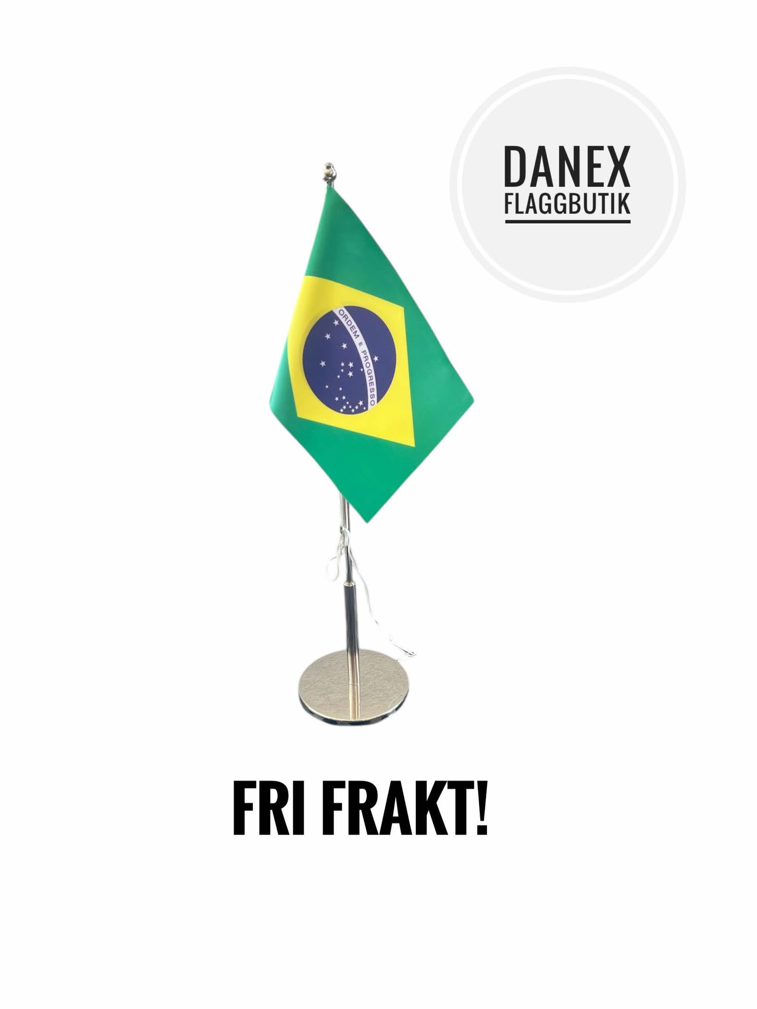 Brasilien bordsflagga ink 40 kromad stång 