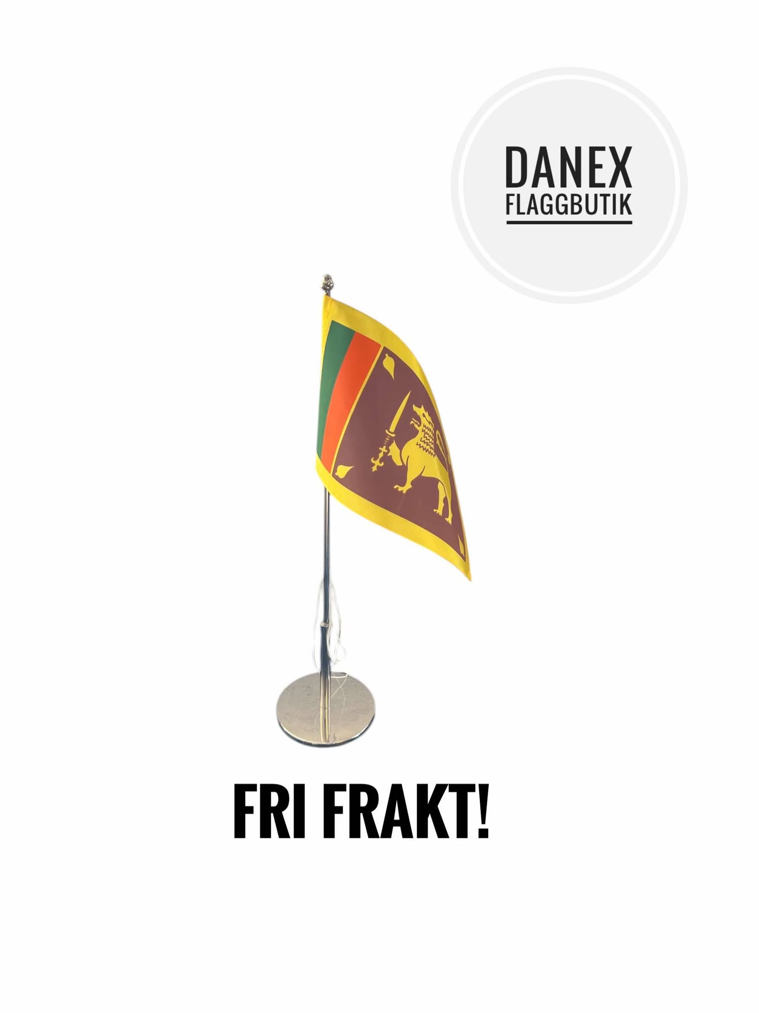 Sri Lanka bordsflagga ink 40 kromad stång 
