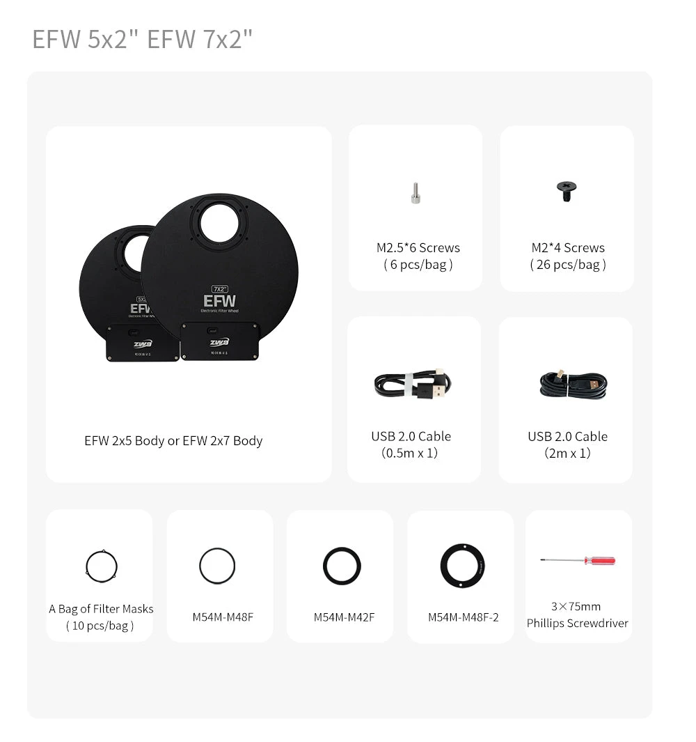 ZWO FILTERHJUL - 7X2" FILTER - 11