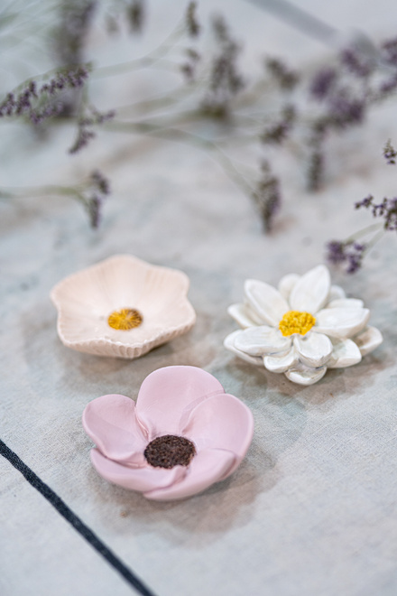 Plates - Trays - Decoration - Flowers - 3-pack
