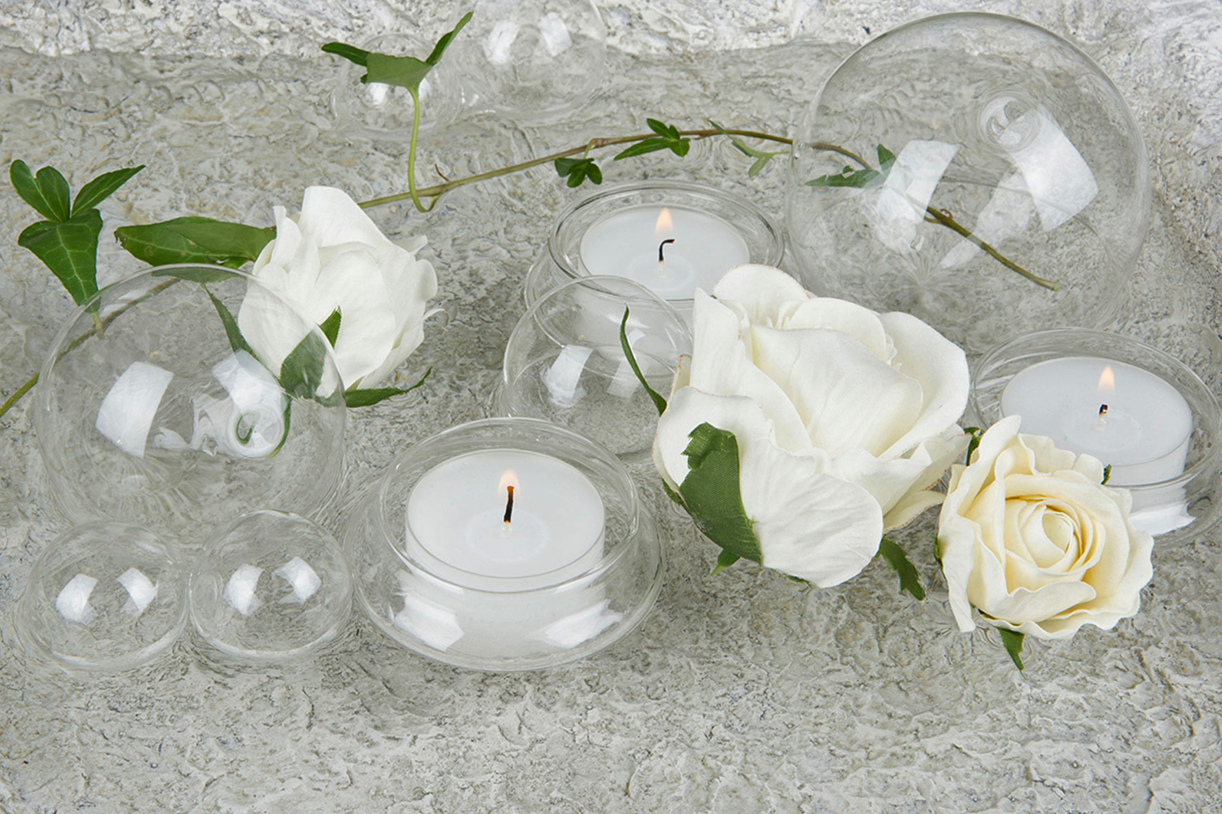 Floating cup - Floating candle holder - Vase - Glass - 3-pack - 3
