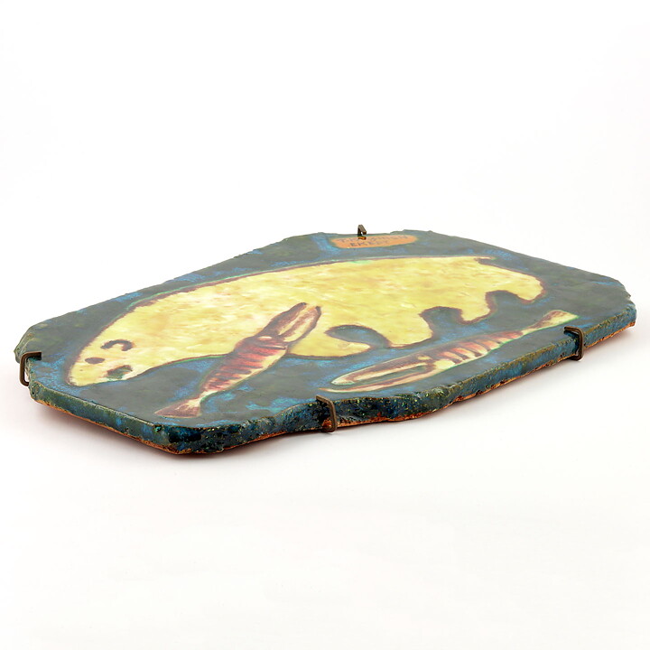Taisto Kaasinen (1960s) Unique Sand-Casted Wall Plaque with Polar Bear Motif 44 cm