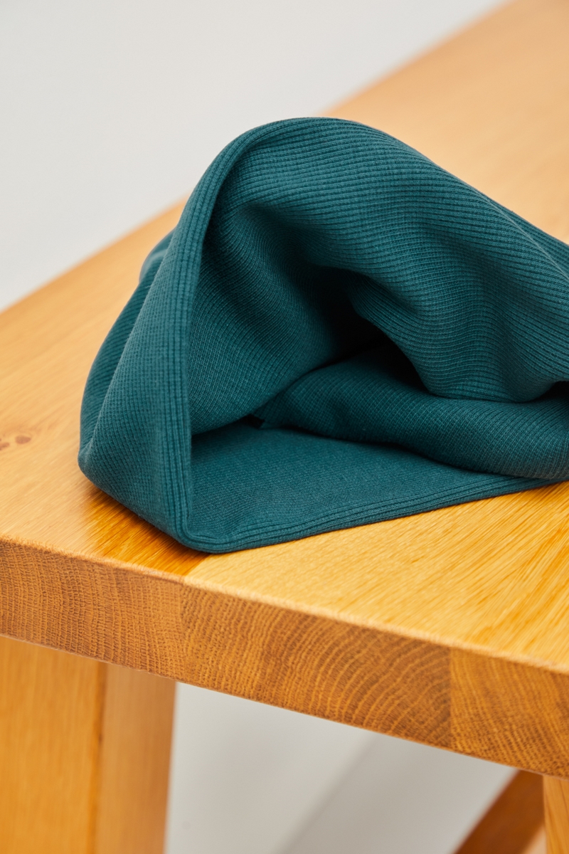 RIBBED CUFF/JERSEY - PETROL