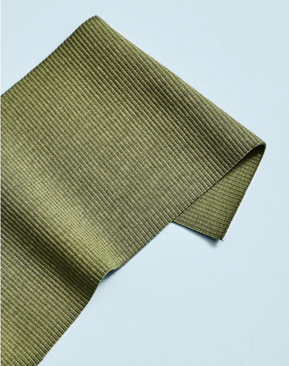 RIBBED CUFF/JERSEY - OLIVE GREEN
