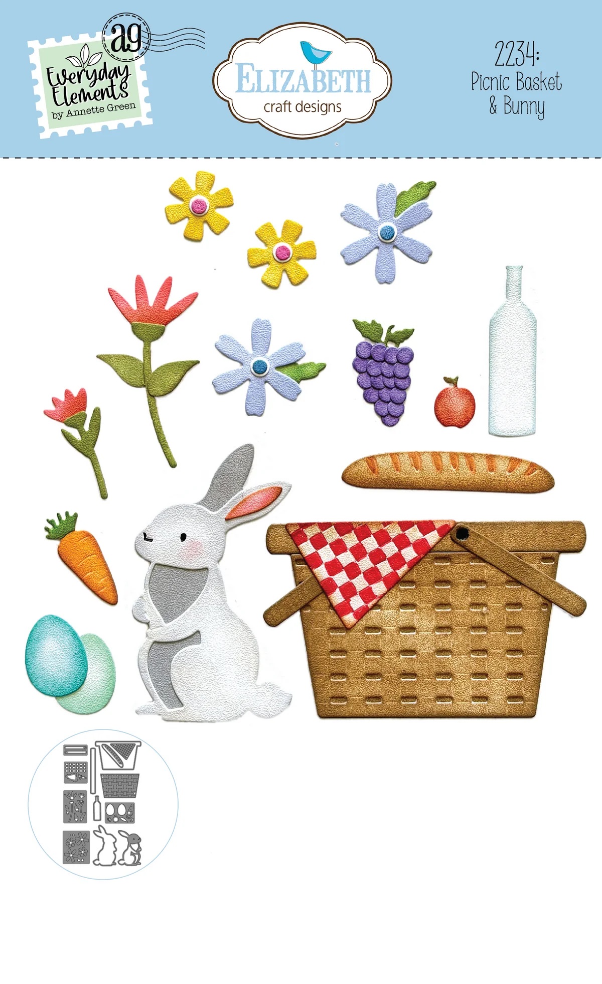 Elizabeth - Dies - Picnic Basket & Bunny
